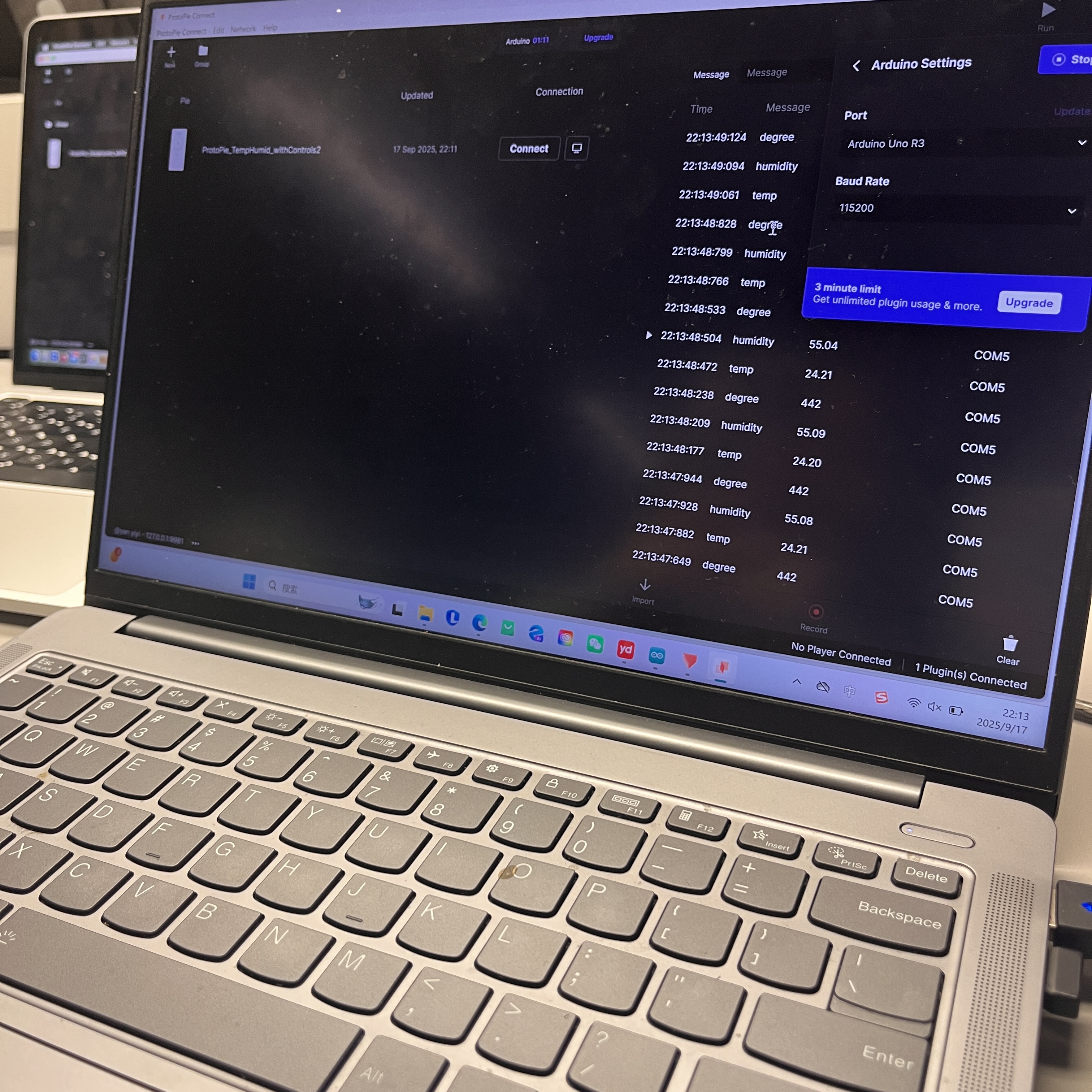 By matching the baud rate at 115200 and formatting serial strings, ProtoPie parsed the sensor data reliably.